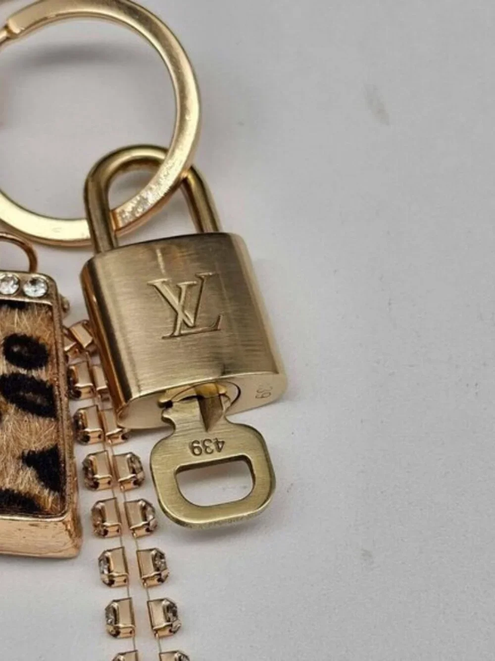 Authentic Louis Vuitton Lock & Key Gold ✨ Unbranded Keychain Bag Charm LV